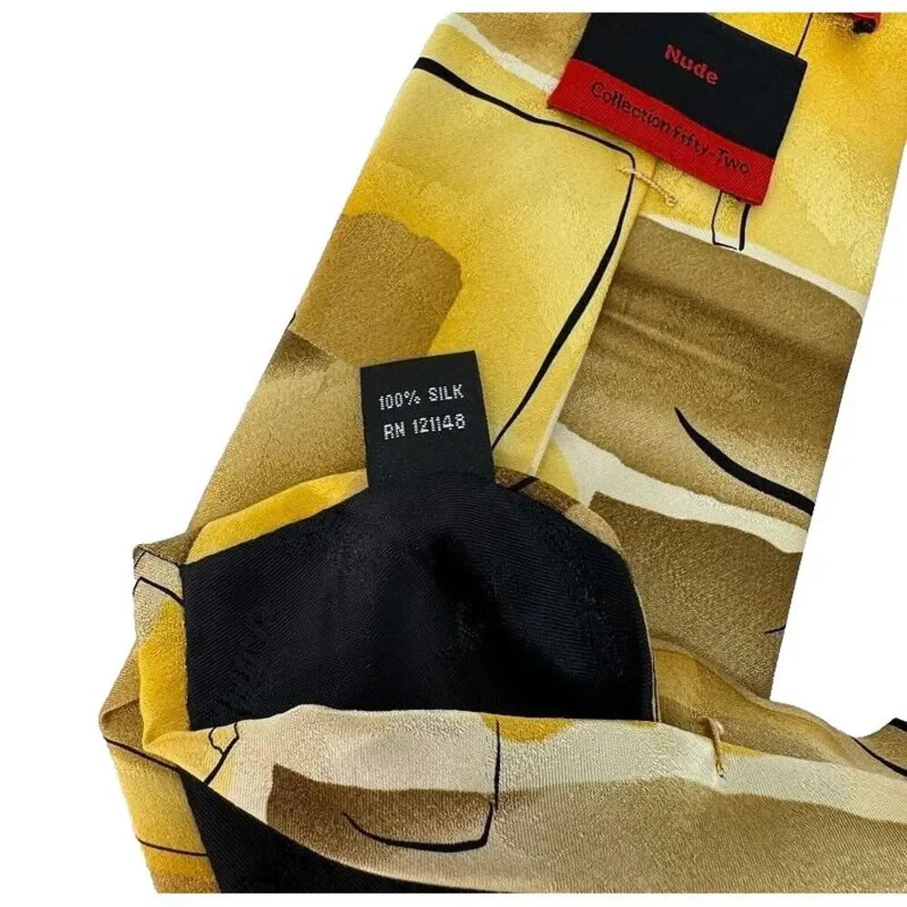 J.Garcia Silk Neck Tie Nude Collection 52 Yellow Geometric Jerry‎ Artist Mens